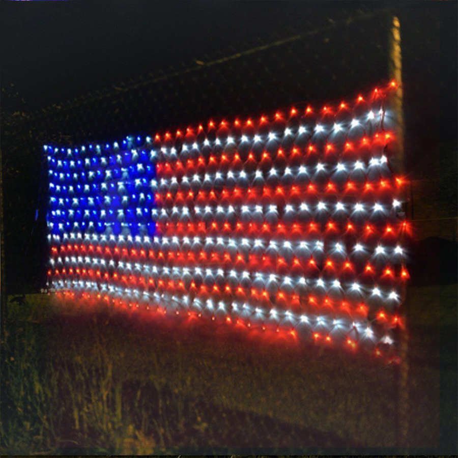 LED American Flag String Lights For Home Yard Garden Holiday Decor