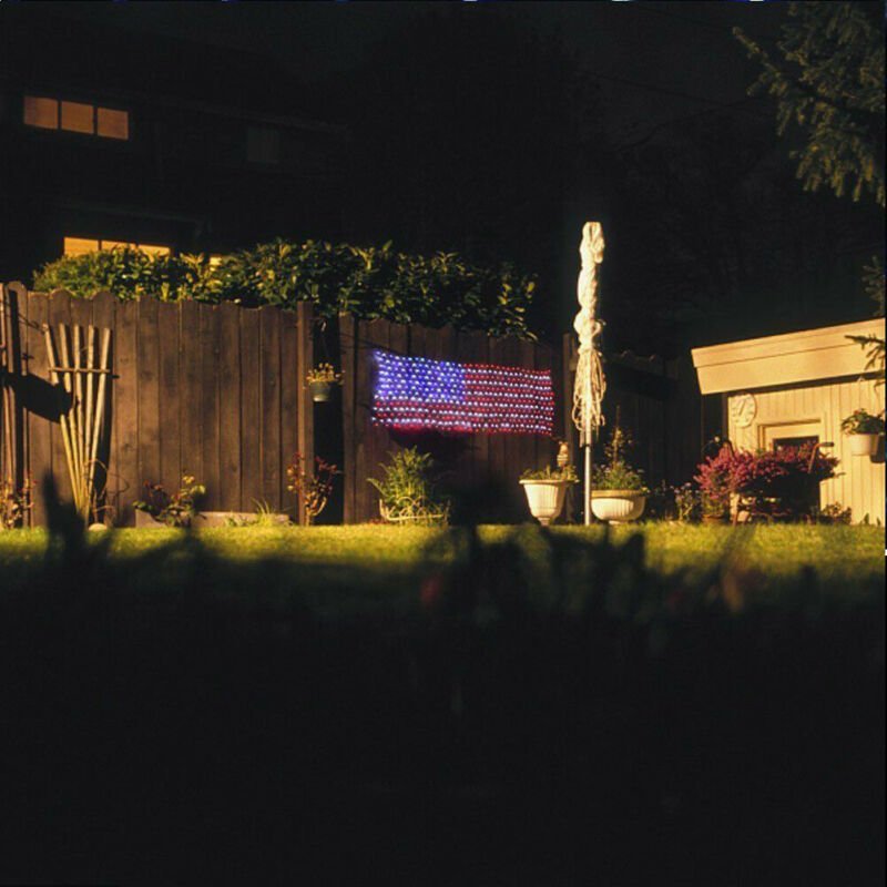 LED American Flag String Lights For Home Yard Garden Holiday Decor