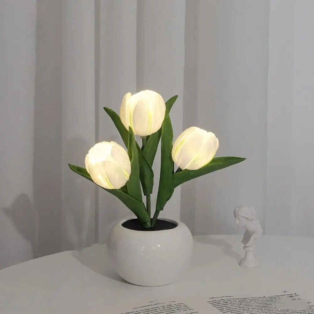 LED Tulip Night Light Table Lamp With Vase Decorative Desk Lamp
