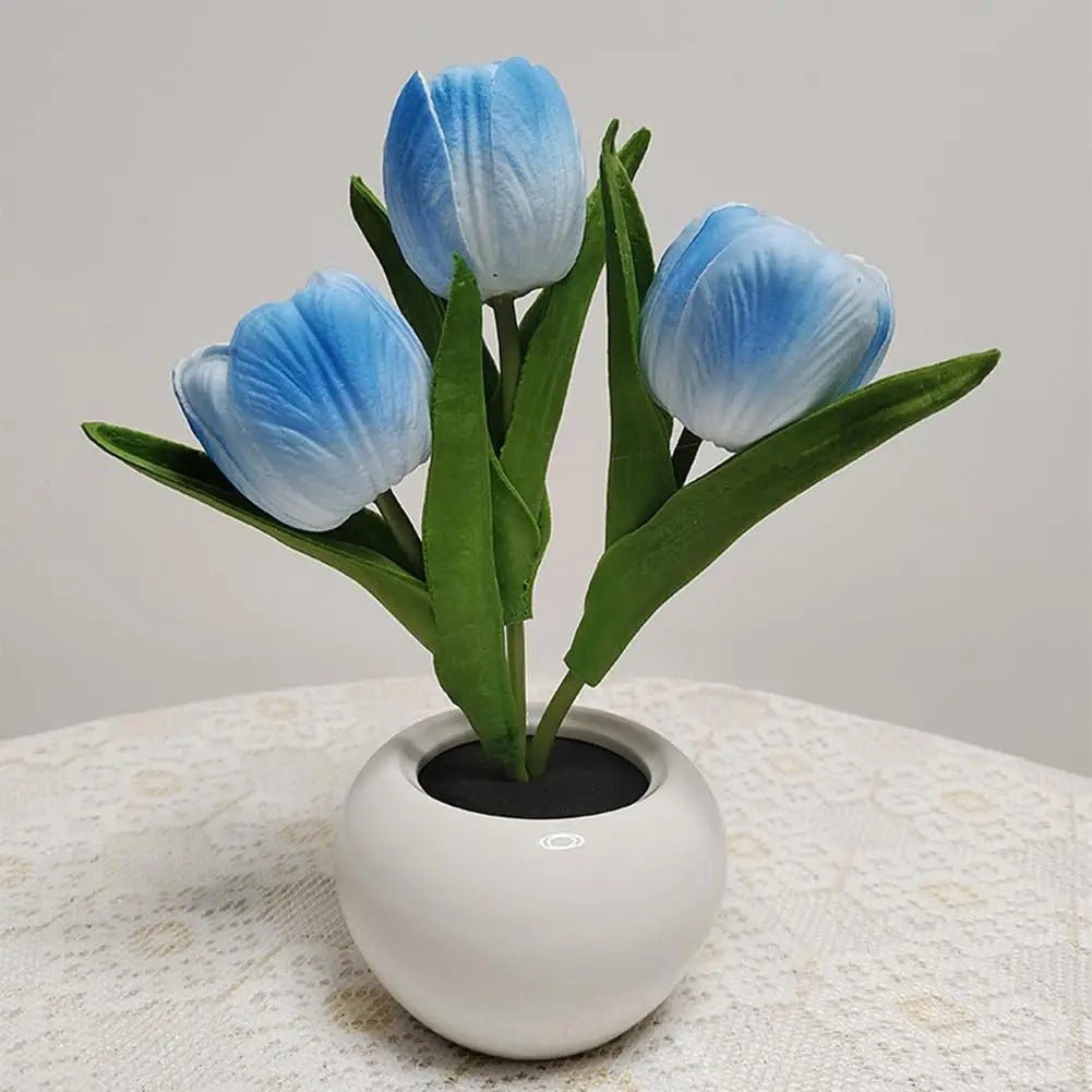 LED Tulip Night Light Table Lamp With Vase Decorative Desk Lamp