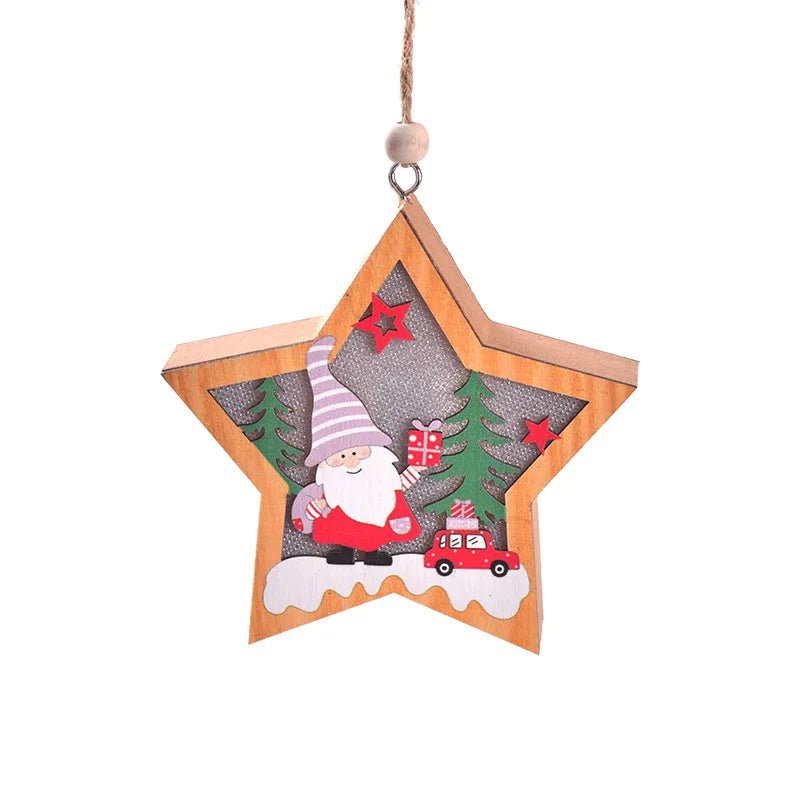 LED Wooden Christmas Ornaments Festive Tree Decorations For Holiday Gifts