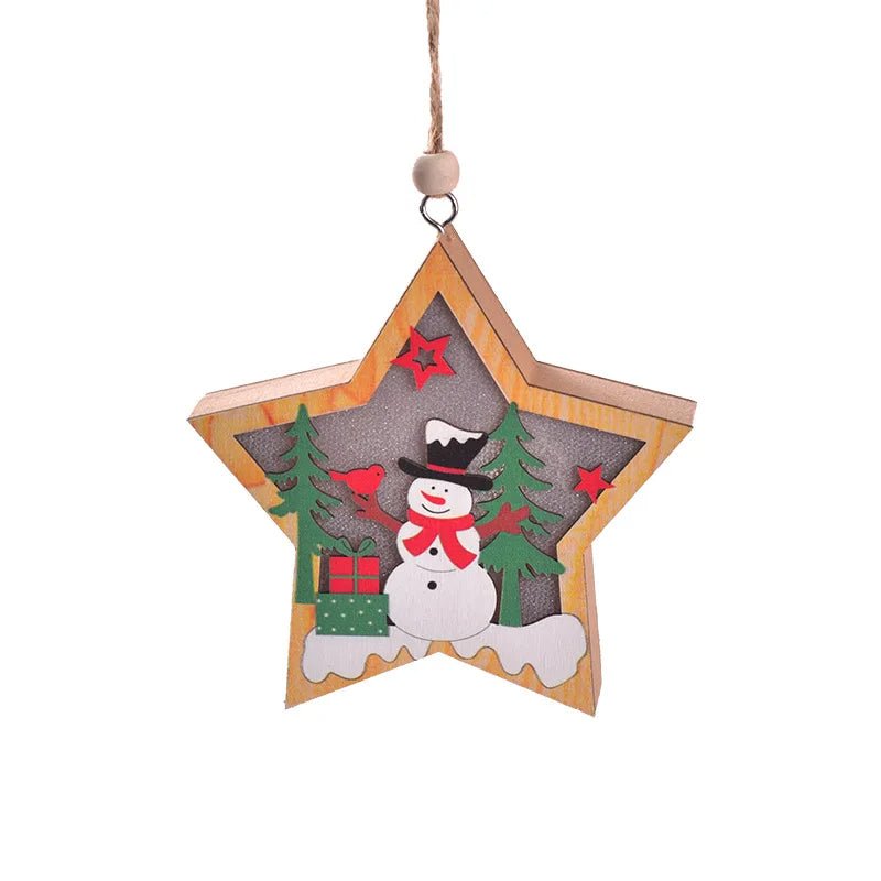 LED Wooden Christmas Ornaments Festive Tree Decorations For Holiday Gifts