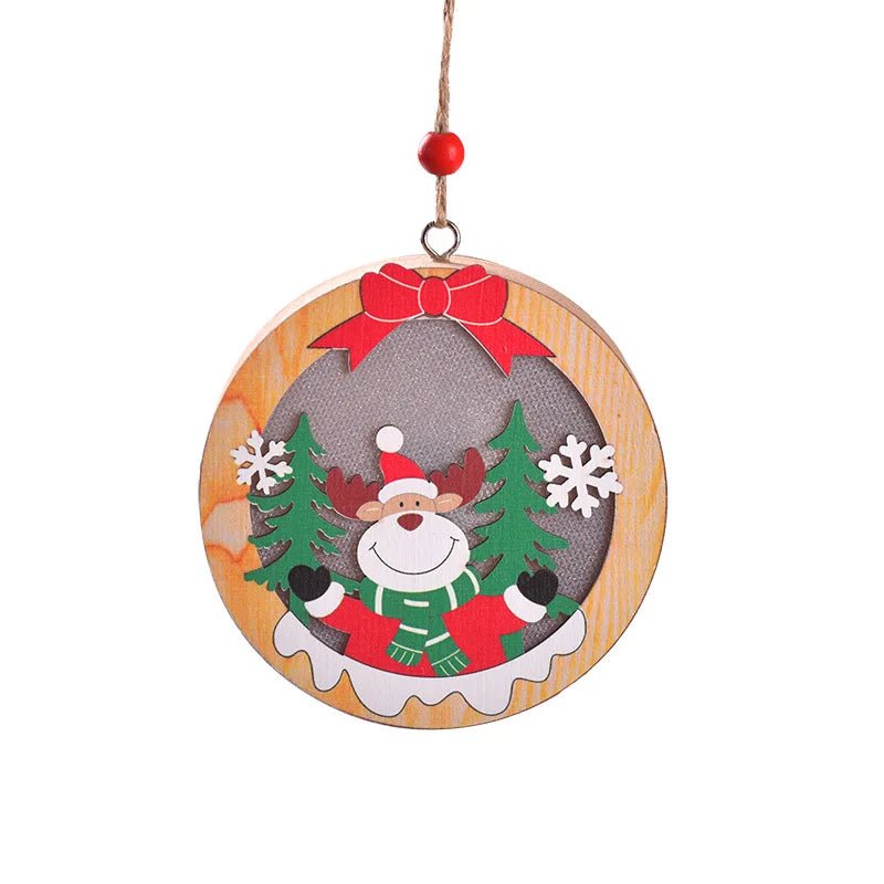 LED Wooden Christmas Ornaments Festive Tree Decorations For Holiday Gifts