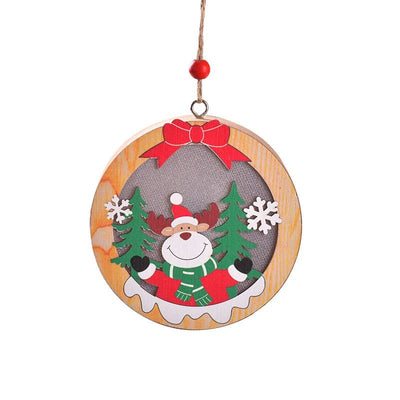 LED Wooden Christmas Ornaments Festive Tree Decorations For Holiday Gifts