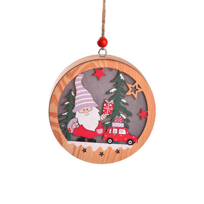 LED Wooden Christmas Ornaments Festive Tree Decorations For Holiday Gifts