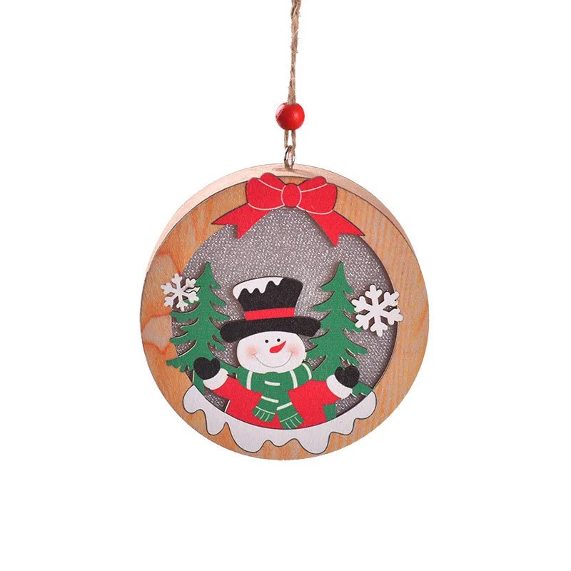 LED Wooden Christmas Ornaments Festive Tree Decorations For Holiday Gifts