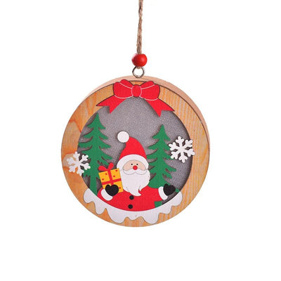 LED Wooden Christmas Ornaments Festive Tree Decorations For Holiday Gifts