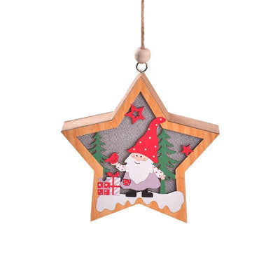 LED Wooden Christmas Ornaments Festive Tree Decorations For Holiday Gifts