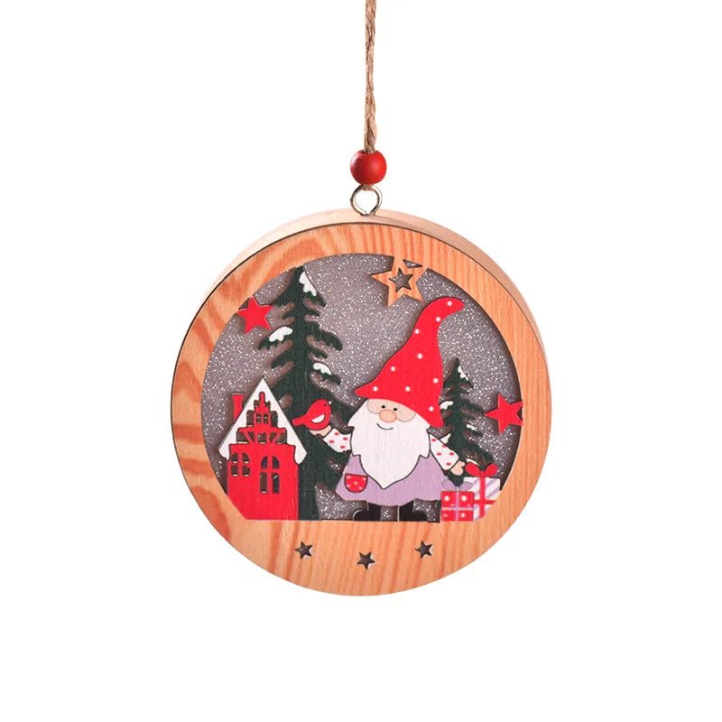 LED Wooden Christmas Ornaments Festive Tree Decorations For Holiday Gifts