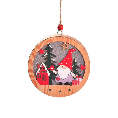 LED Wooden Christmas Ornaments Festive Tree Decorations For Holiday Gifts