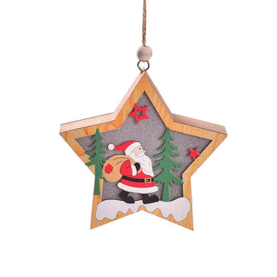 LED Wooden Christmas Ornaments Festive Tree Decorations For Holiday Gifts