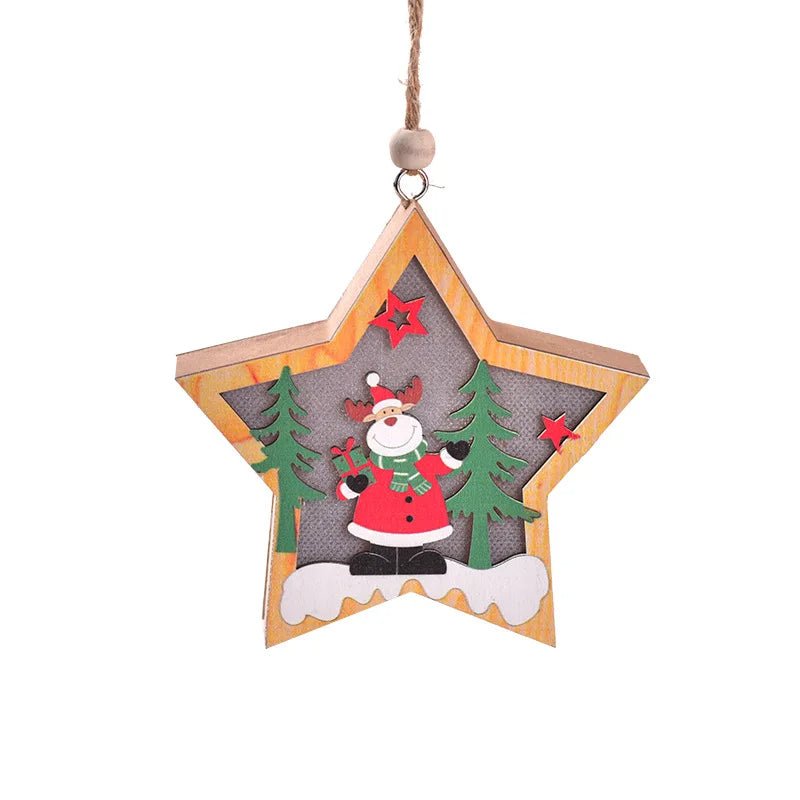 LED Wooden Christmas Ornaments Festive Tree Decorations For Holiday Gifts
