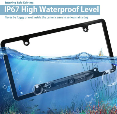 Rear View Camera License Plate Frame With Waterproof Housing