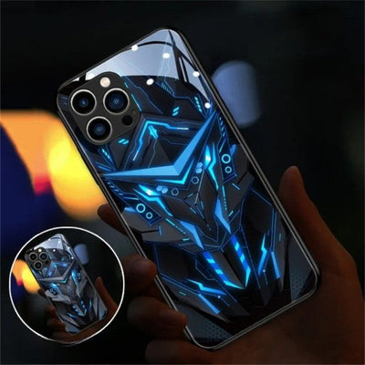 Light Up Phone Case Mechanical Slide Tempered Glass LED For IPhone