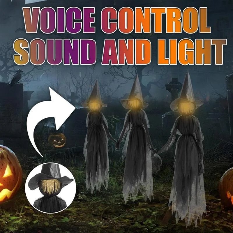 Lighted Halloween Witch Stake Outdoor Yard Decor With Bright Lights