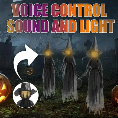 Lighted Halloween Witch Stake Outdoor Yard Decor With Bright Lights