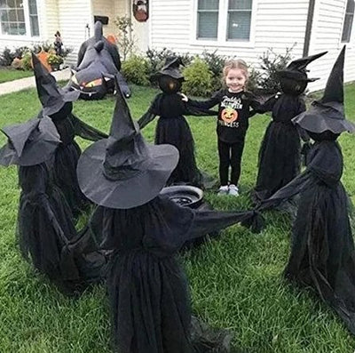 Lighted Halloween Witch Stake Outdoor Yard Decor With Bright Lights