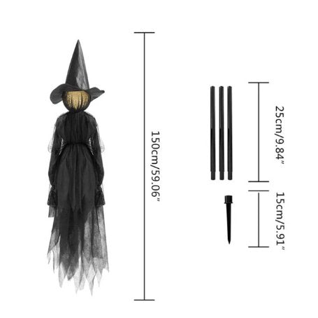 Lighted Halloween Witch Stake Outdoor Yard Decor With Bright Lights