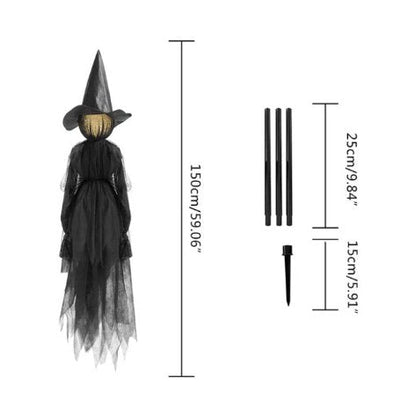 Lighted Halloween Witch Stake Outdoor Yard Decor With Bright Lights