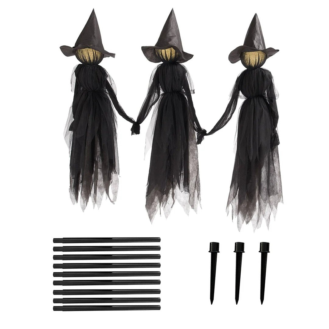 Lighted Halloween Witch Stake Outdoor Yard Decor With Bright Lights