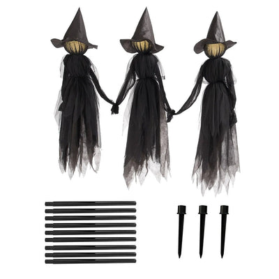 Lighted Halloween Witch Stake Outdoor Yard Decor With Bright Lights