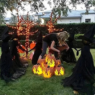 Lighted Halloween Witch Stake Outdoor Yard Decor With Bright Lights
