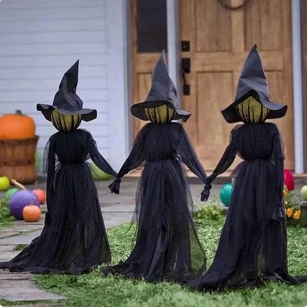 Lighted Halloween Witch Stake Outdoor Yard Decor With Bright Lights