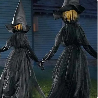 Lighted Halloween Witch Stake Outdoor Yard Decor With Bright Lights