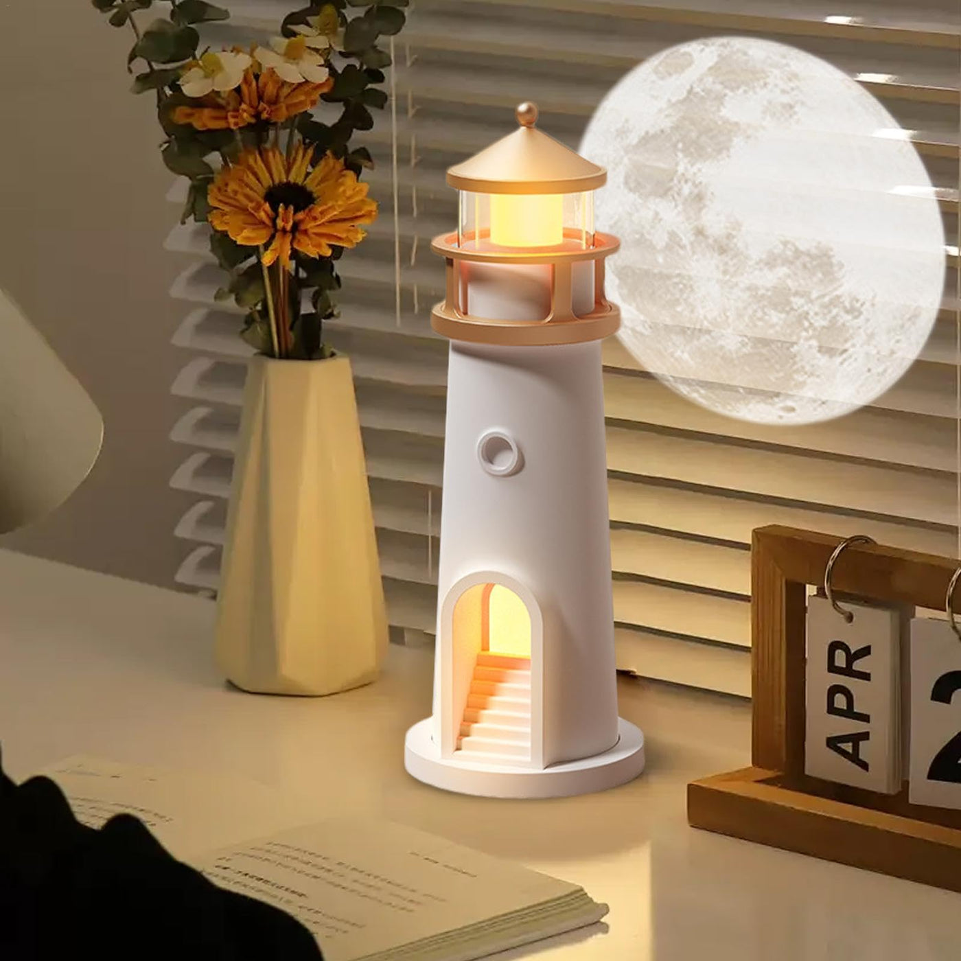 Lighthouse Moon Projection Lamp With Dimmable Bluetooth And Motion Sensor