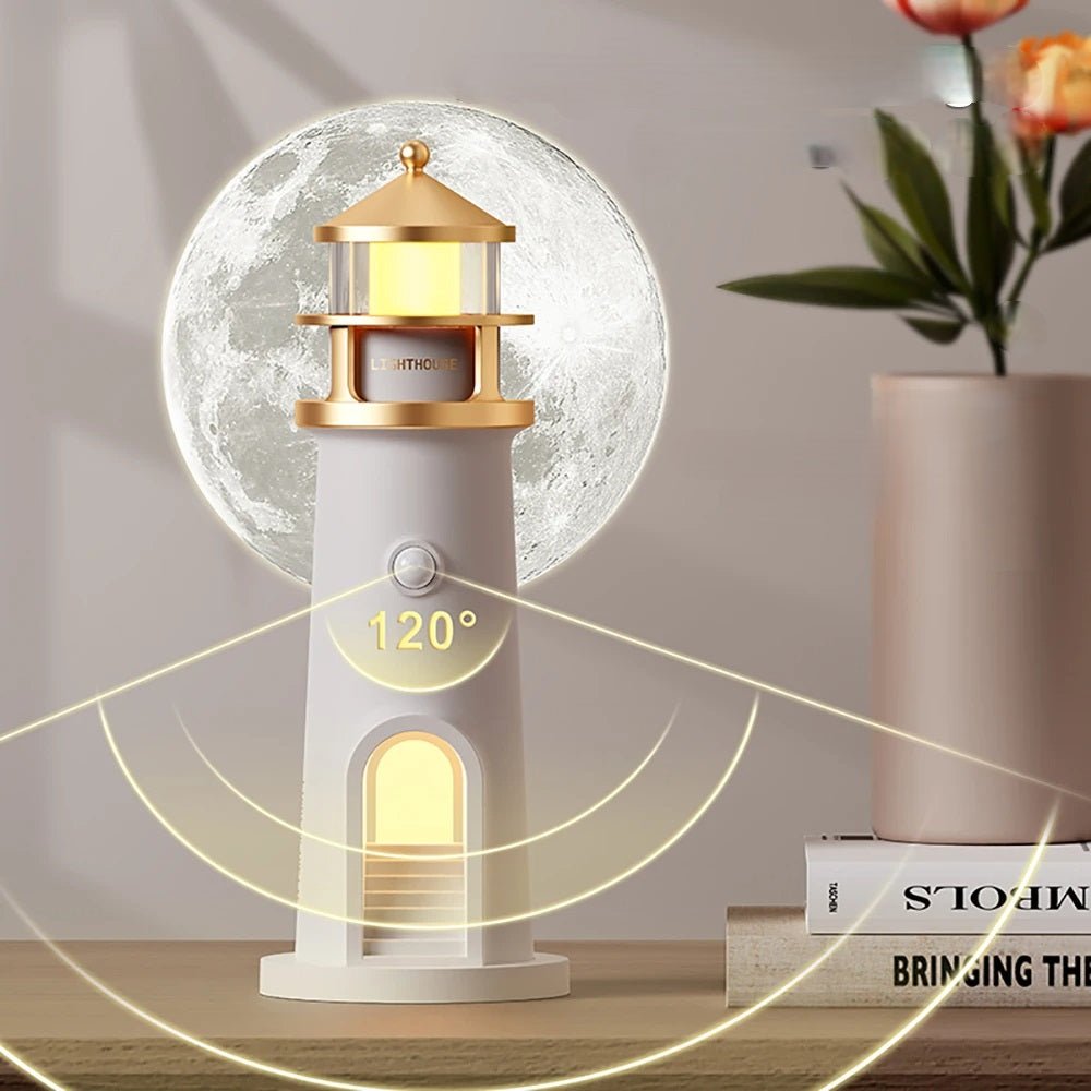 Lighthouse Moon Projection Lamp With Dimmable Bluetooth And Motion Sensor