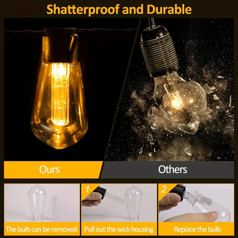 Durable LED Solar Festoon Lights For Outdoor And Garden Use