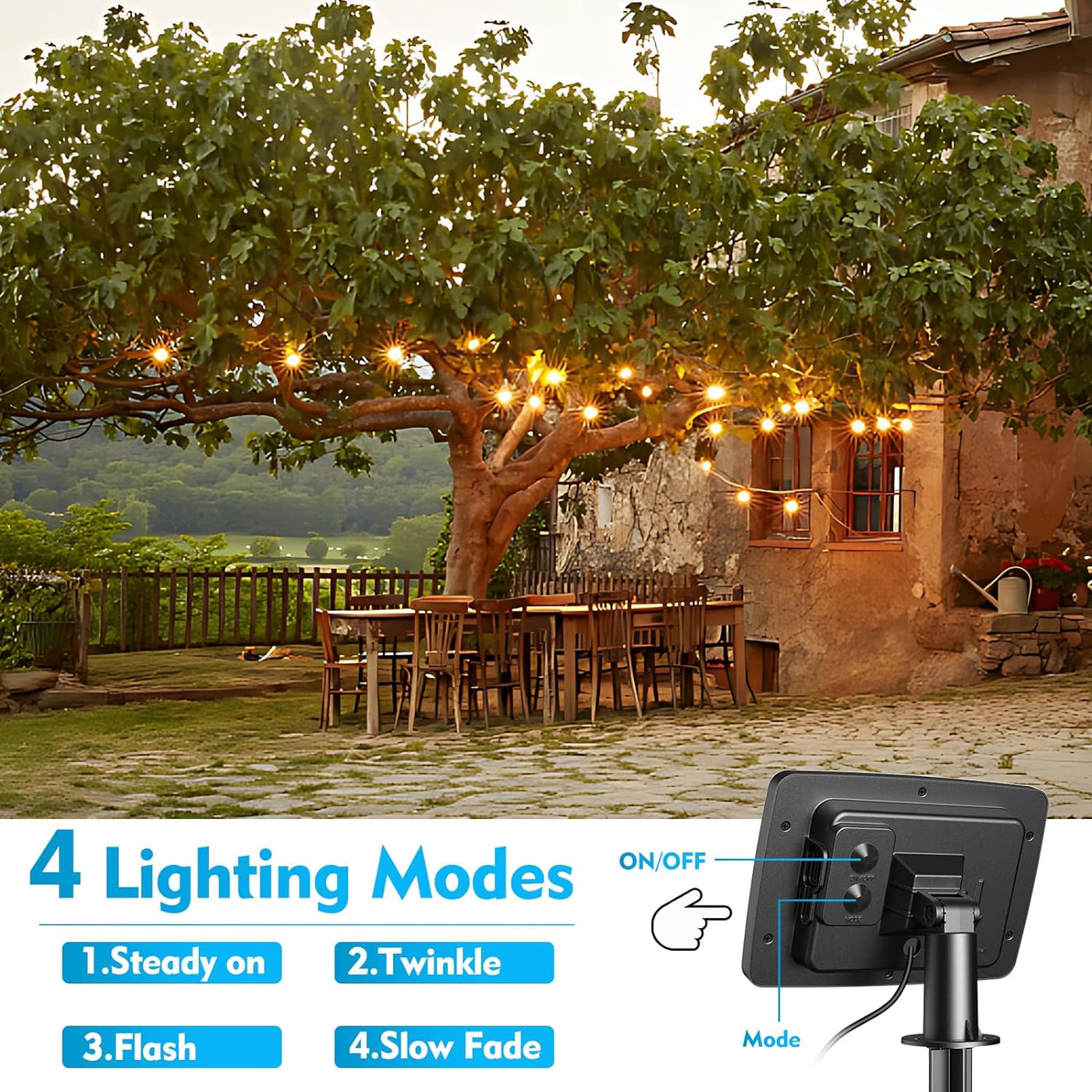 Durable LED Solar Festoon Lights For Outdoor And Garden Use