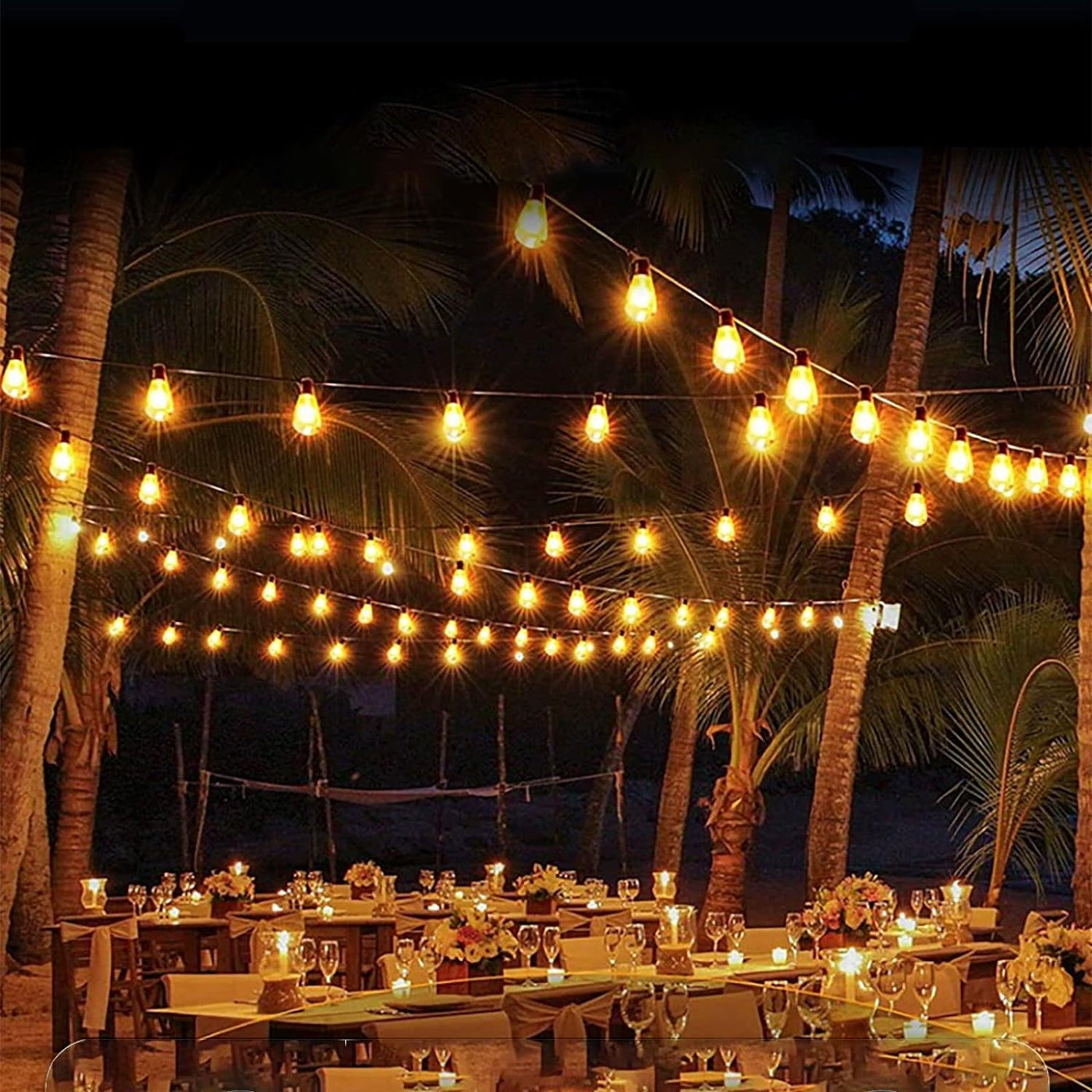 Durable LED Solar Festoon Lights For Outdoor And Garden Use