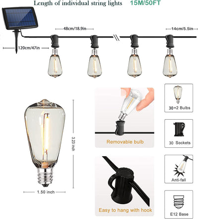 Durable LED Solar Festoon Lights For Outdoor And Garden Use