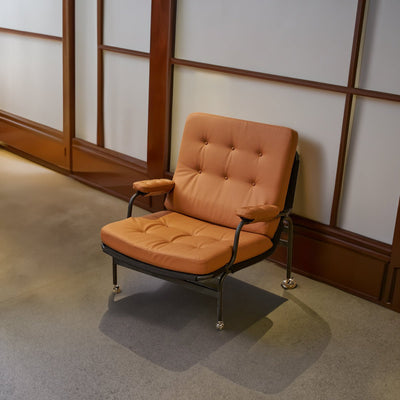 Living Room Chair With Soft Padding Leather Armrests And Metal Legs