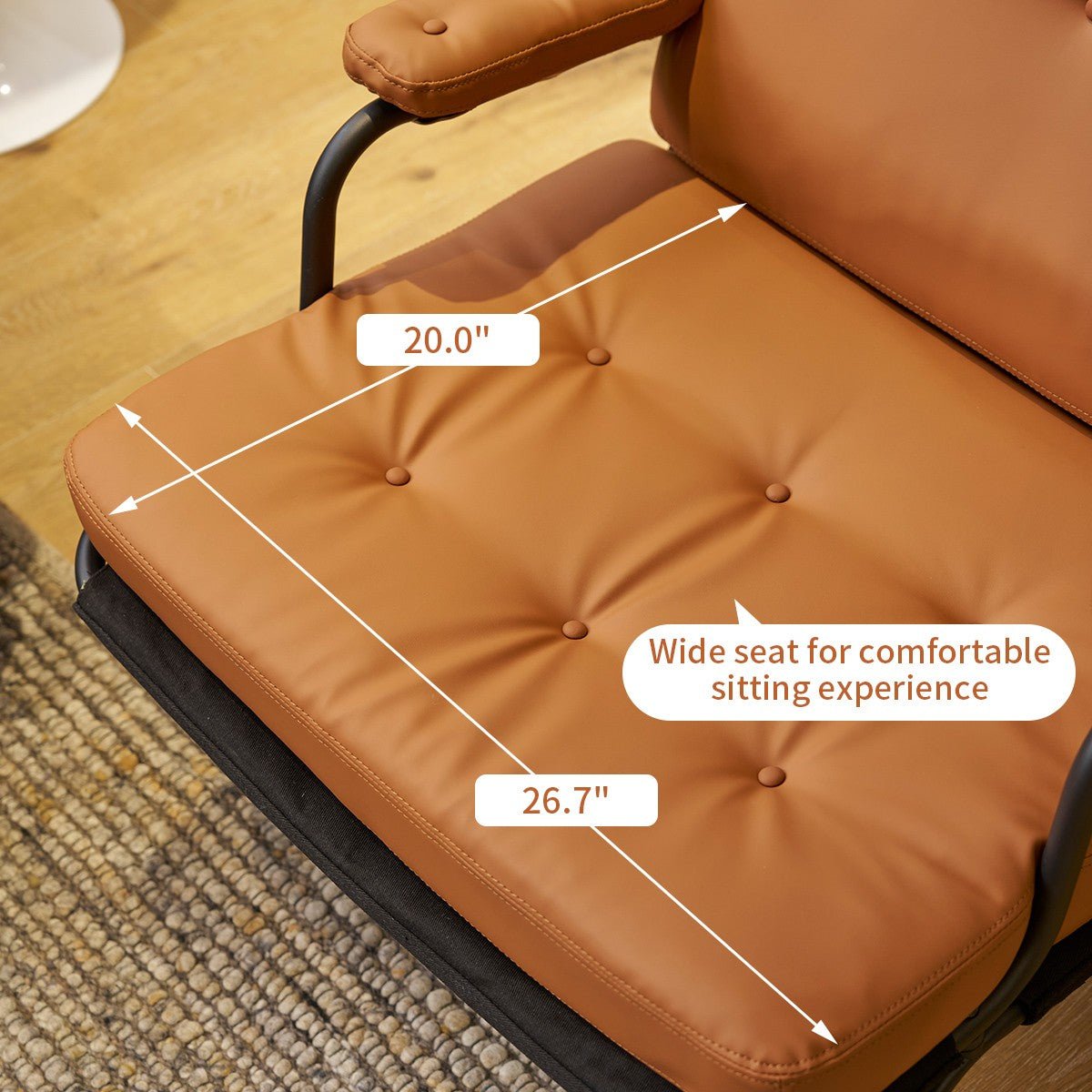 Living Room Chair With Soft Padding Leather Armrests And Metal Legs
