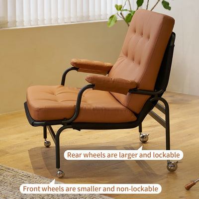 Living Room Chair With Soft Padding Leather Armrests And Metal Legs