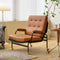 Living Room Chair With Soft Padding Leather Armrests And Metal Legs
