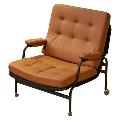 Living Room Chair With Soft Padding Leather Armrests And Metal Legs