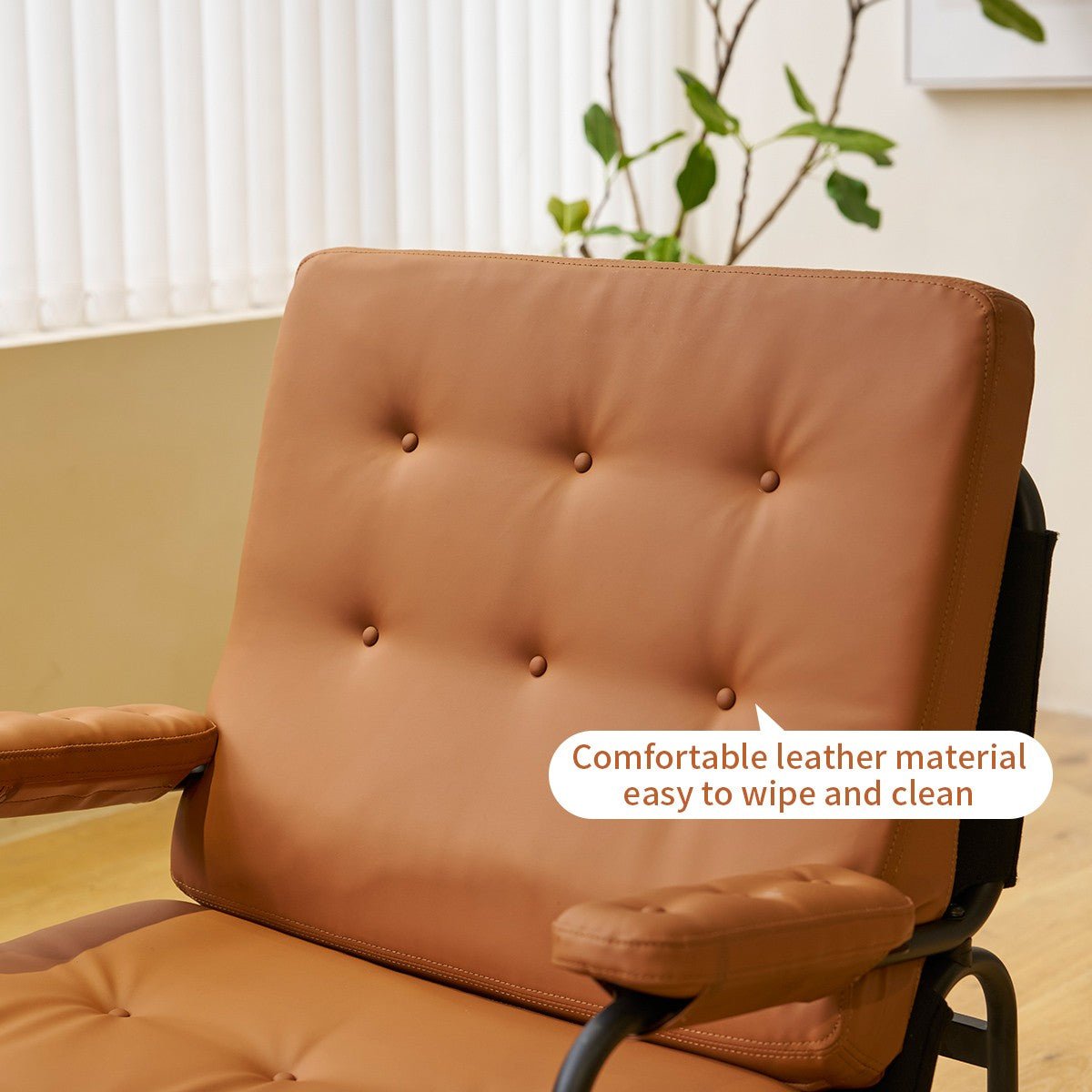 Living Room Chair With Soft Padding Leather Armrests And Metal Legs