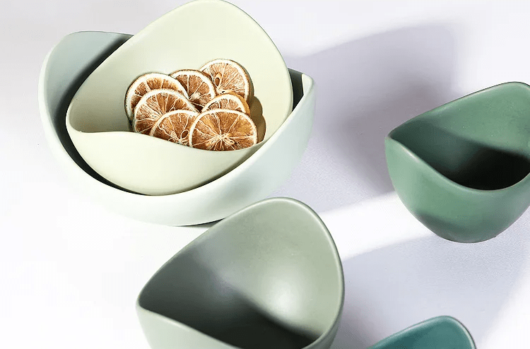 Lotus Bowl Ceramic Dish Set Artistic Flower Plates For Dining Storage