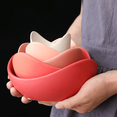 Lotus Bowl Ceramic Dish Set Artistic Flower Plates For Dining Storage