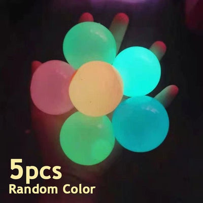 Luminous Sticky Ball Glow In The Dark Squeeze Toy 5 Or 10pcs