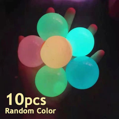Luminous Sticky Ball Glow In The Dark Squeeze Toy 5 Or 10pcs