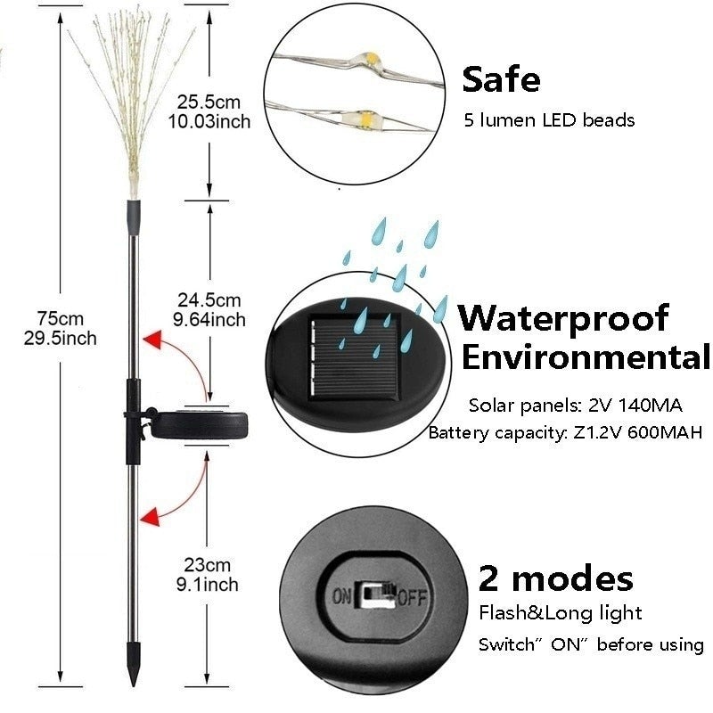 Solar Garden Lights Firework Design Outdoor Decorative Lighting