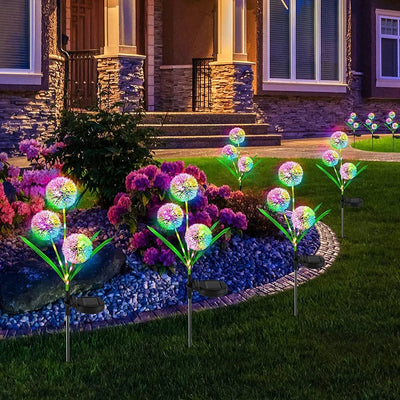 Solar Dandelion Garden Lights LED Fairy Firework Outdoor Decor