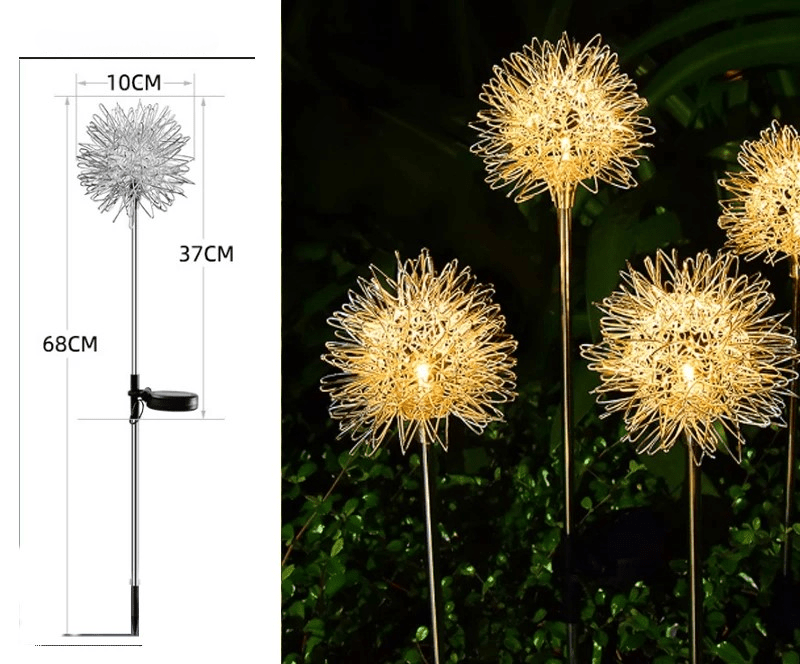 Solar Dandelion Garden Lights LED Fairy Firework Outdoor Decor