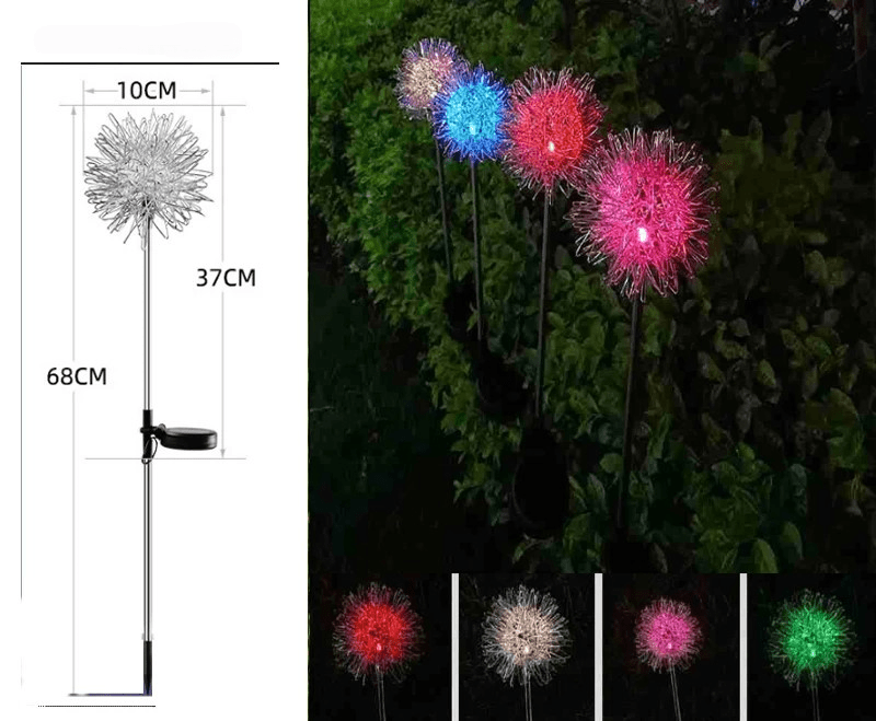 Solar Dandelion Garden Lights LED Fairy Firework Outdoor Decor