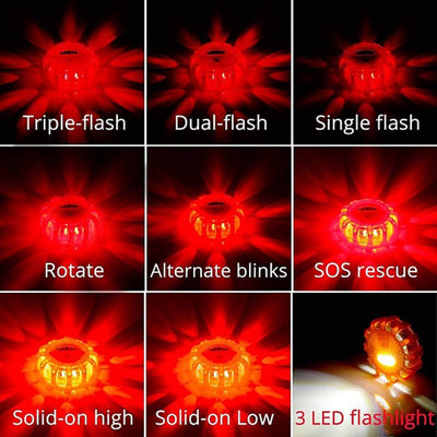 Magnetic LED Emergency Safety Flare Red Warning Light For Vehicles