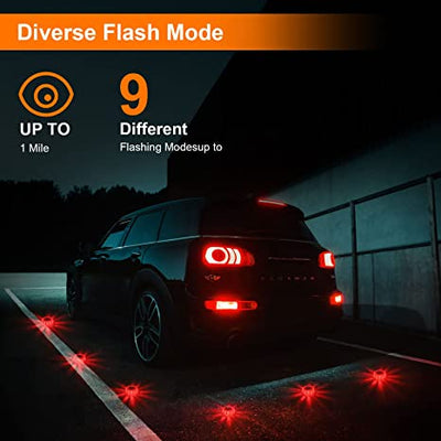 Magnetic LED Emergency Safety Flare Red Warning Light For Vehicles